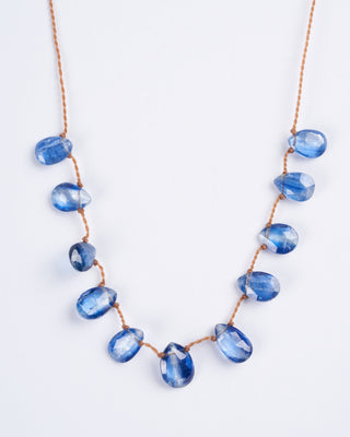 11 stone kyanite tassel necklace - stone