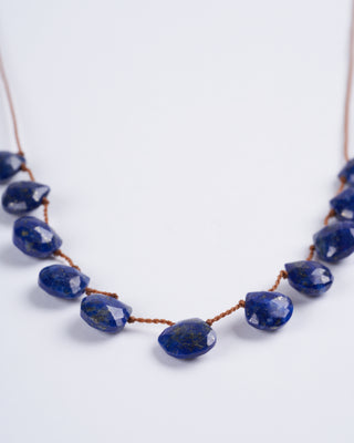11 stone lapis tassel necklace - stone