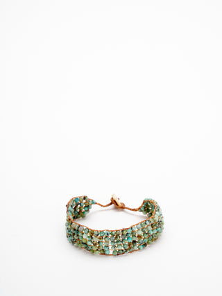 five line button bracelet - turquoise