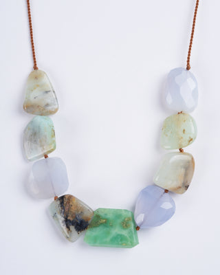 multi gem chunky tassel necklace - multi gem
