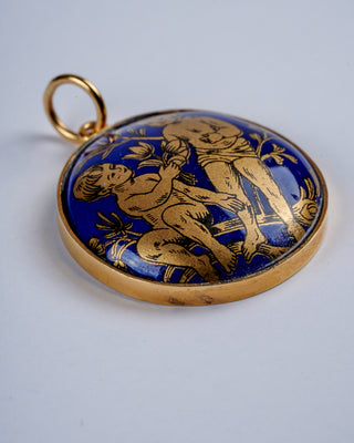 large blue venetian glass pendant w/ 18k yellow gold