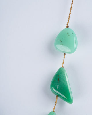 polished chrysoprase floating pebbles w/adjustable cord necklace - chrysoprase