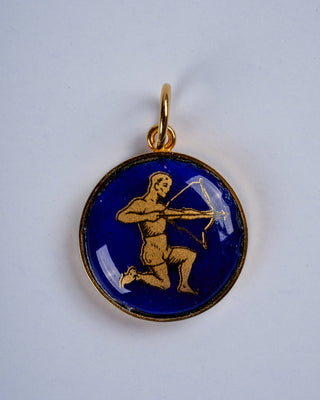 small blue venetian glass pendant w/ 18k yellow gold
