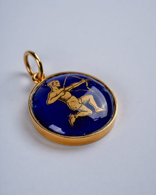 small blue venetian glass pendant w/ 18k yellow gold