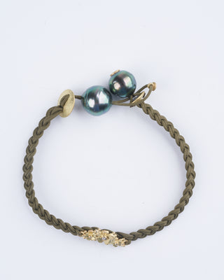 diamond carved flowers and tahitian pearls bracelet - moss