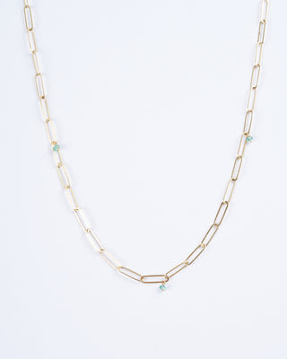 yellow gold and emerald bead chain necklace - gold