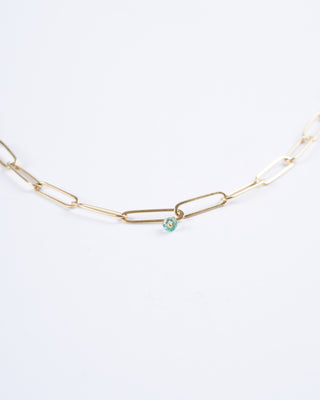 yellow gold and emerald bead chain necklace - gold
