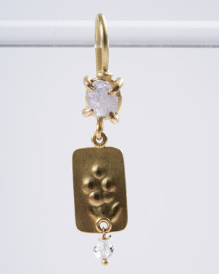 18k yellow gold earrings with raw sapphires and diamonds - gold