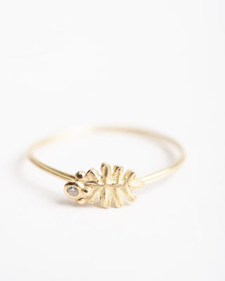 leaf ring with diamond