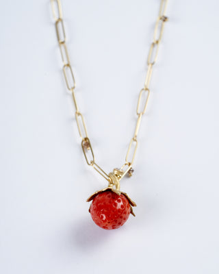strawberry pendant - coral