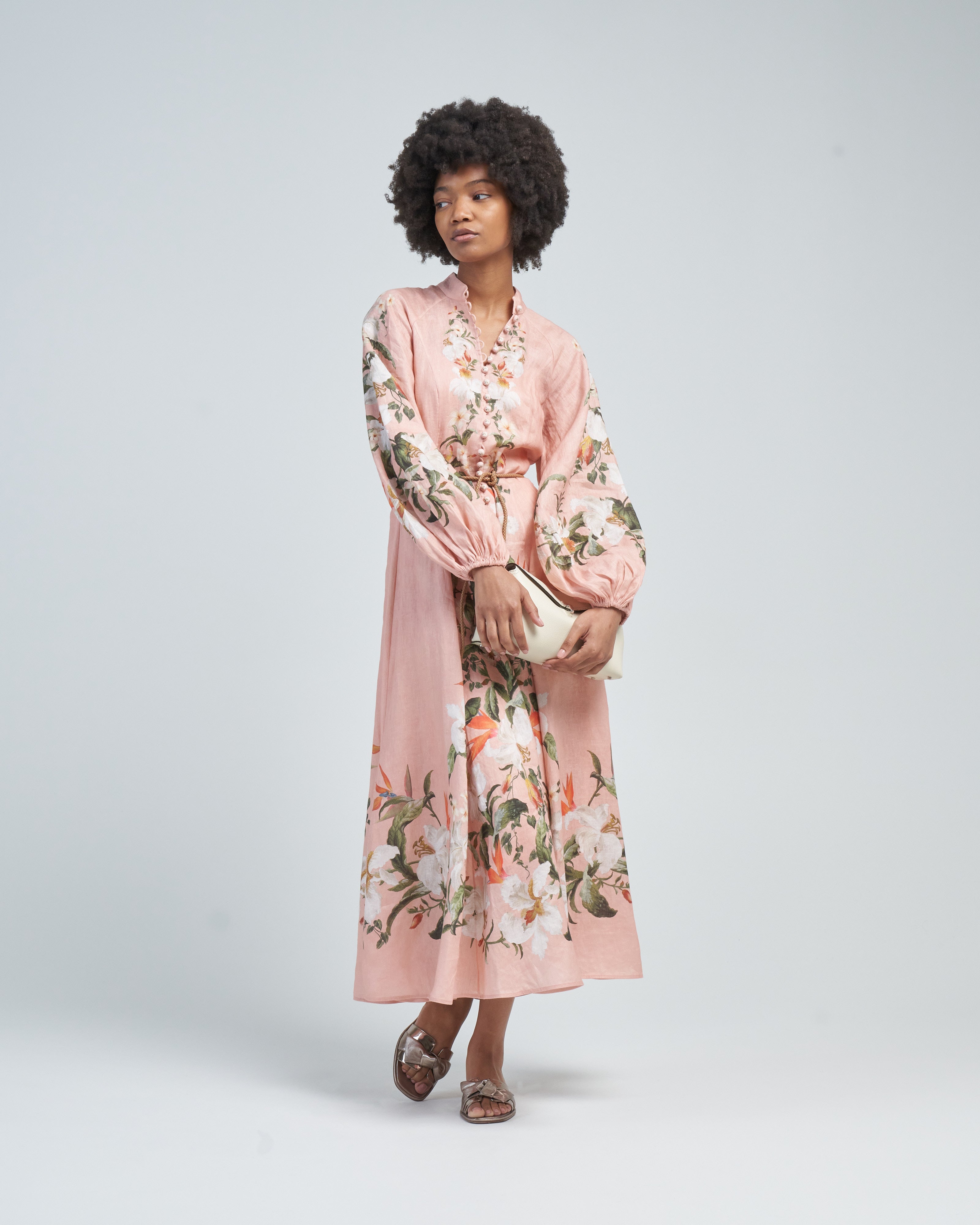 Zimmermann Lexi Billow Long Dress Pink Palm Zimmermann Lexi Billow Long Dress Pink Palm