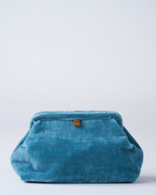 liette solid velvet clutch - aqua
