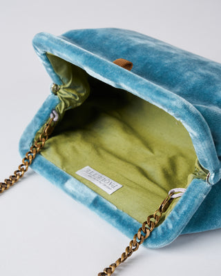 liette solid velvet clutch - aqua