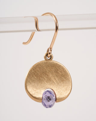 lily pad earring small with lavender sapphire - purple