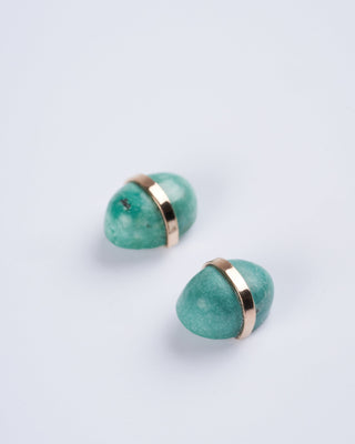limited edition 14k gold bezel wrapped turquoise studs - blue