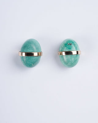limited edition 14k gold bezel wrapped turquoise studs - blue
