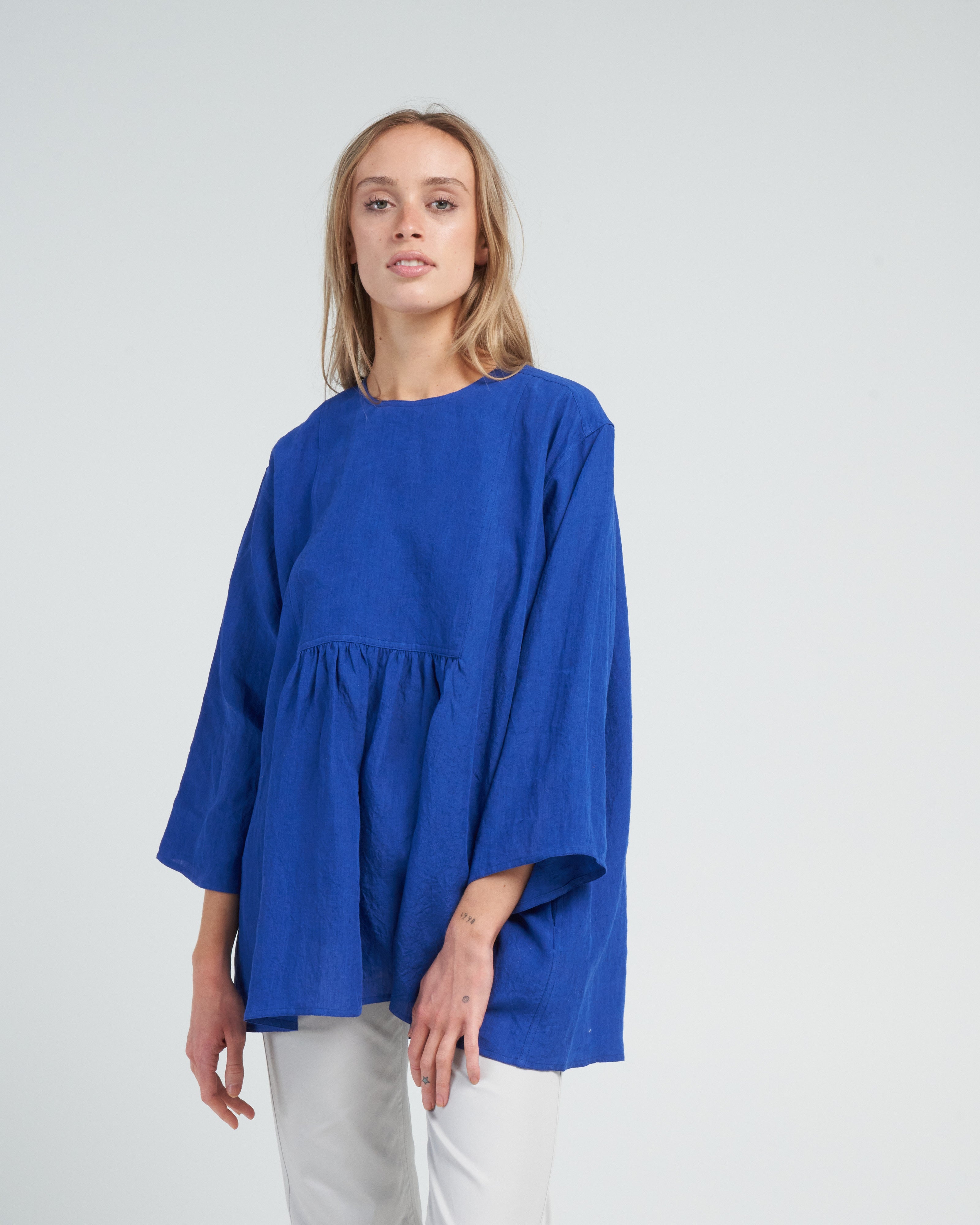 Sofie Dhoore Linen Placket Pullover Top Touareg