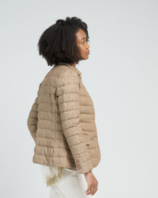 linen single breasted jacket - khaki