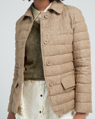 linen single breasted jacket - khaki