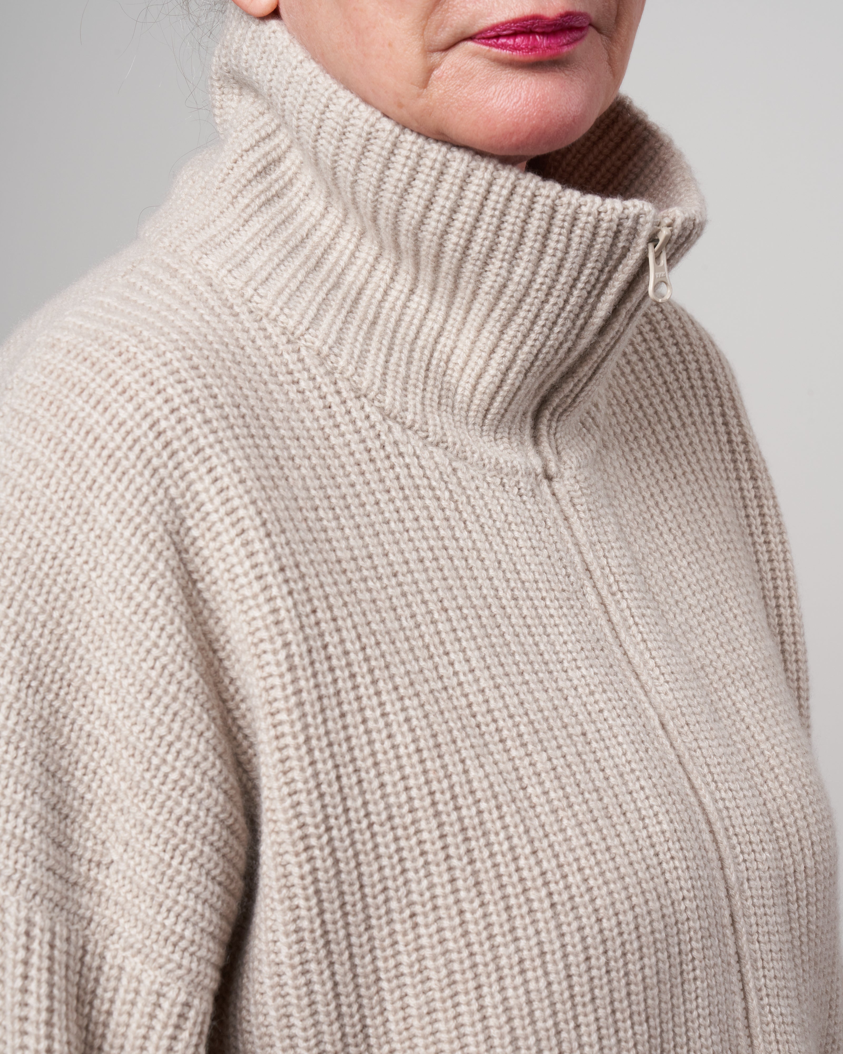 Lisa Yang Mella Zip Through Cardigan - Neutrals for Women
