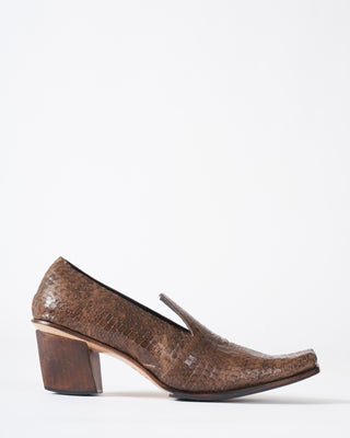 literary leather & wood heel - olive