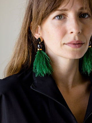 parker earrings - dark green