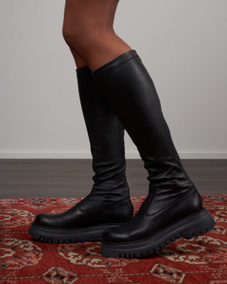 stretch leather - lug sole tall boot