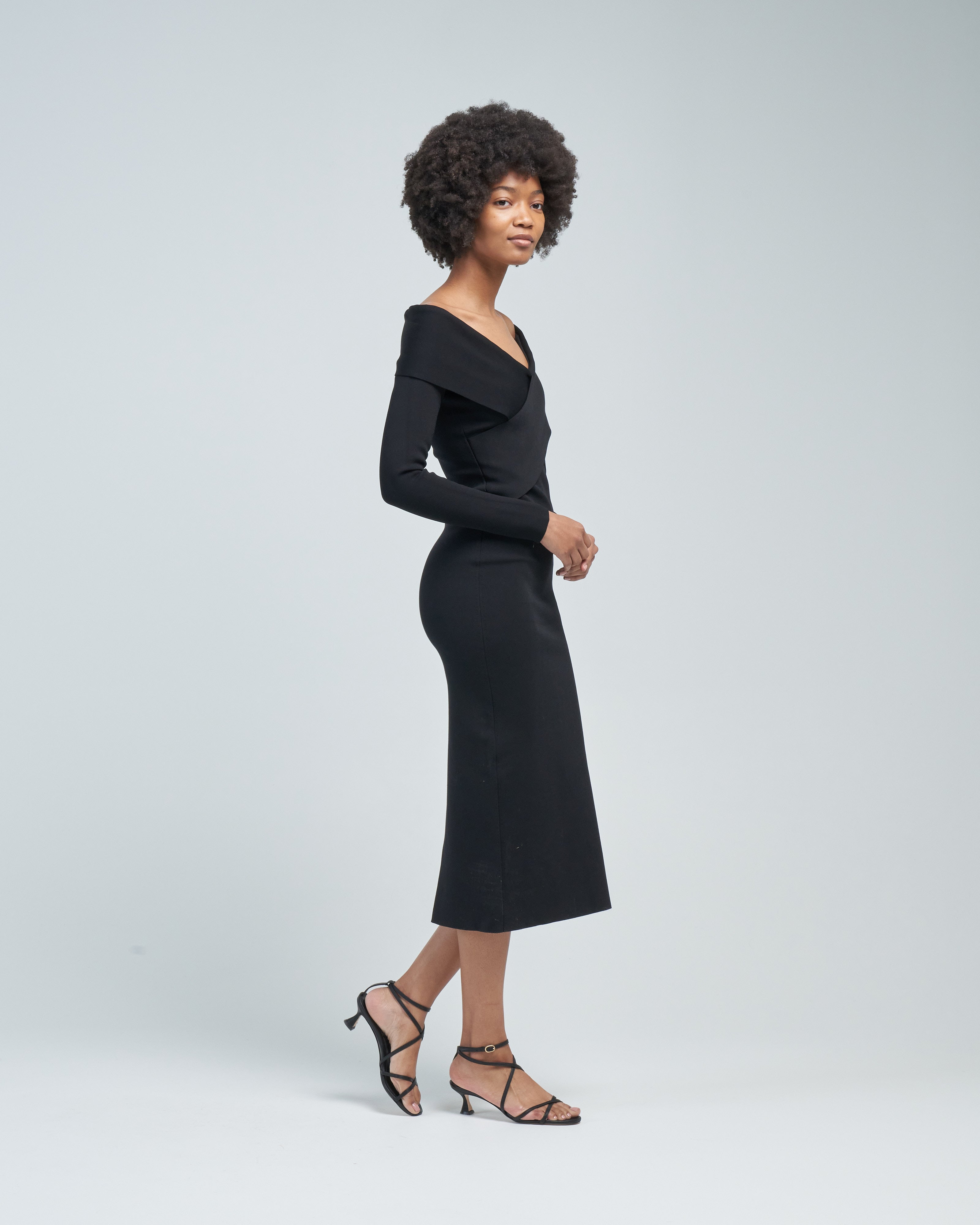 Roland Mouret Long Sleeve Flat Knit Midi Dress Black Black Roland Mouret Long Sleeve Flat Knit Midi Dress Black Black