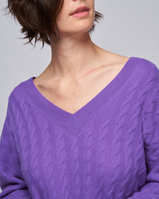 long sleeve v-sweater - purple