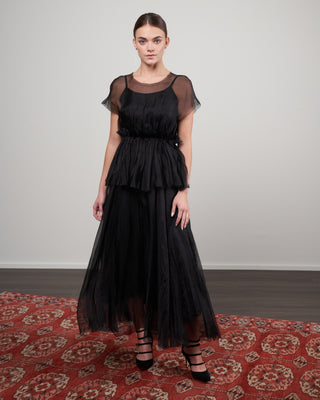 long skirt - black silk organza