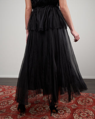 long skirt - black silk organza