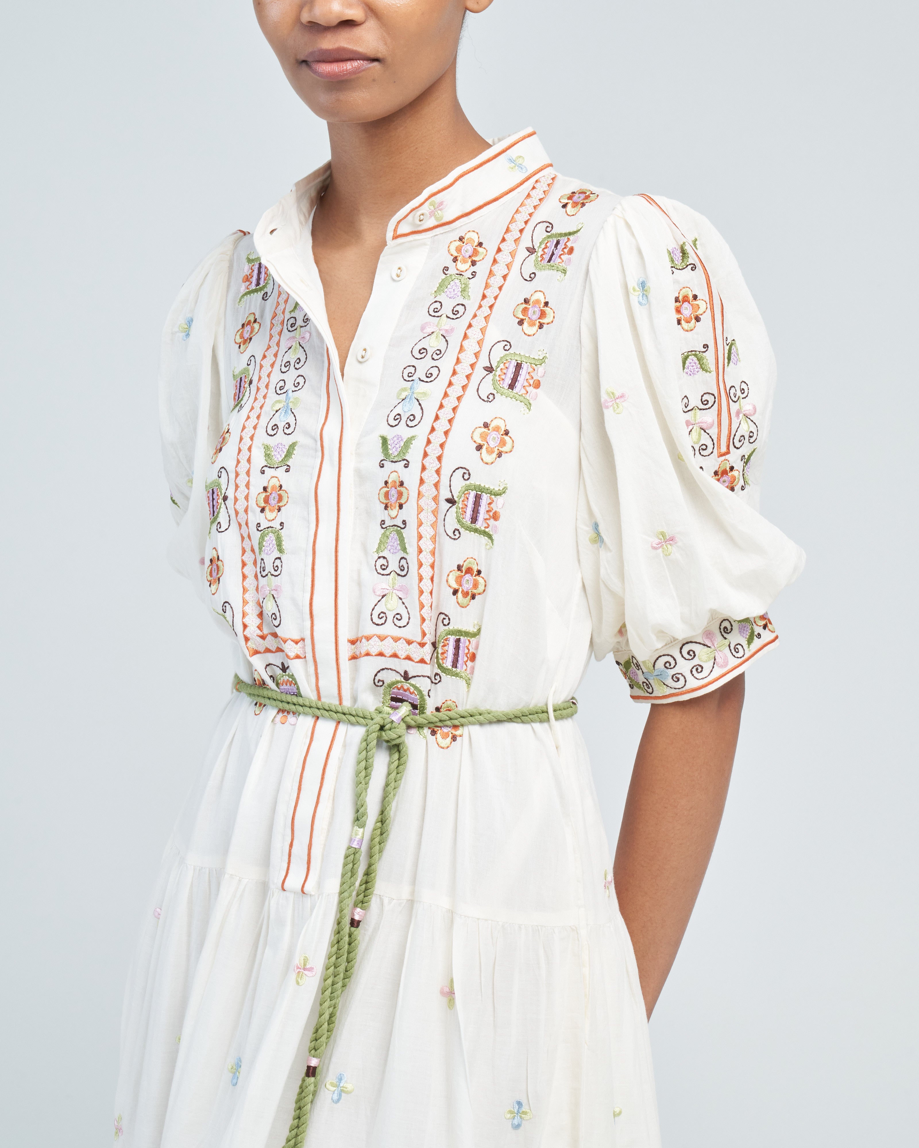 sachin and babi light blue dress Alemais Lovella Tired Midi Dress Ivory
