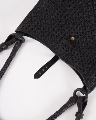 luna crossbody - woven leather black