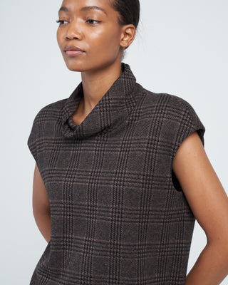 lutz knit cowl neck sleeveless top - brown/black multi