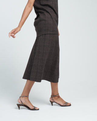 lutz knit godet midi skirt - brown/black multi
