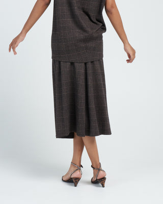 lutz knit godet midi skirt - brown/black multi