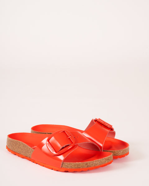 Birkenstock Madrid Big Buckle Sandal Tomato High Shine Leather