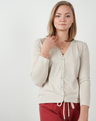 cotton/cashmere v-neck cardigan - grege