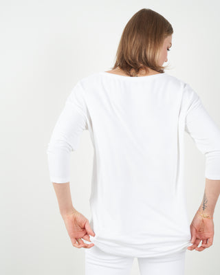 french terry 3/4 sleeve boatneck top - blanc