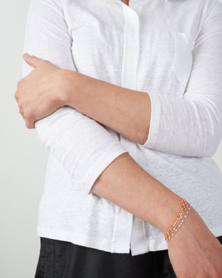 linen/elastane elbow sleeve shirt - blanc