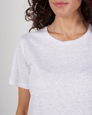 stretch linen semi relaxed crew tee - blanc