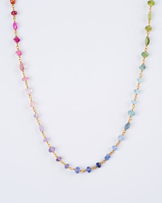 sugar spun rainbow necklace multi stone 22" - multi color
