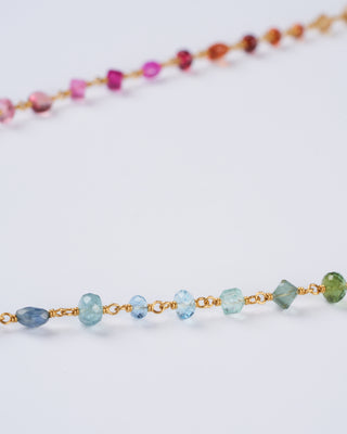 sugar spun rainbow necklace multi stone 22" - multi color