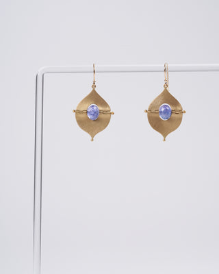 ritulated earring with tanzanite 18k yg - blue