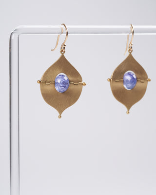 ritulated earring with tanzanite 18k yg - blue