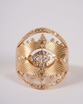 mandala marquise eye diamond ring - gold/diamond