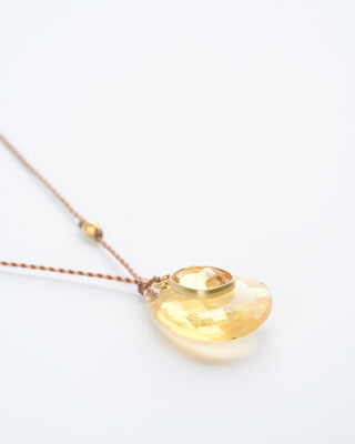fire opal and sapphire necklace with 18k gold bead - yellow