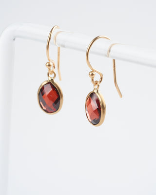 garnet drop earrings - red
