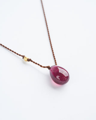 garnet necklace with 18k gold bead - red