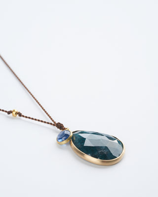 grenadier and sapphire necklace with 14/18k settings - green/ blue